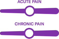 two charts illustrating balanced levels of relief for acute pain and chronic pain